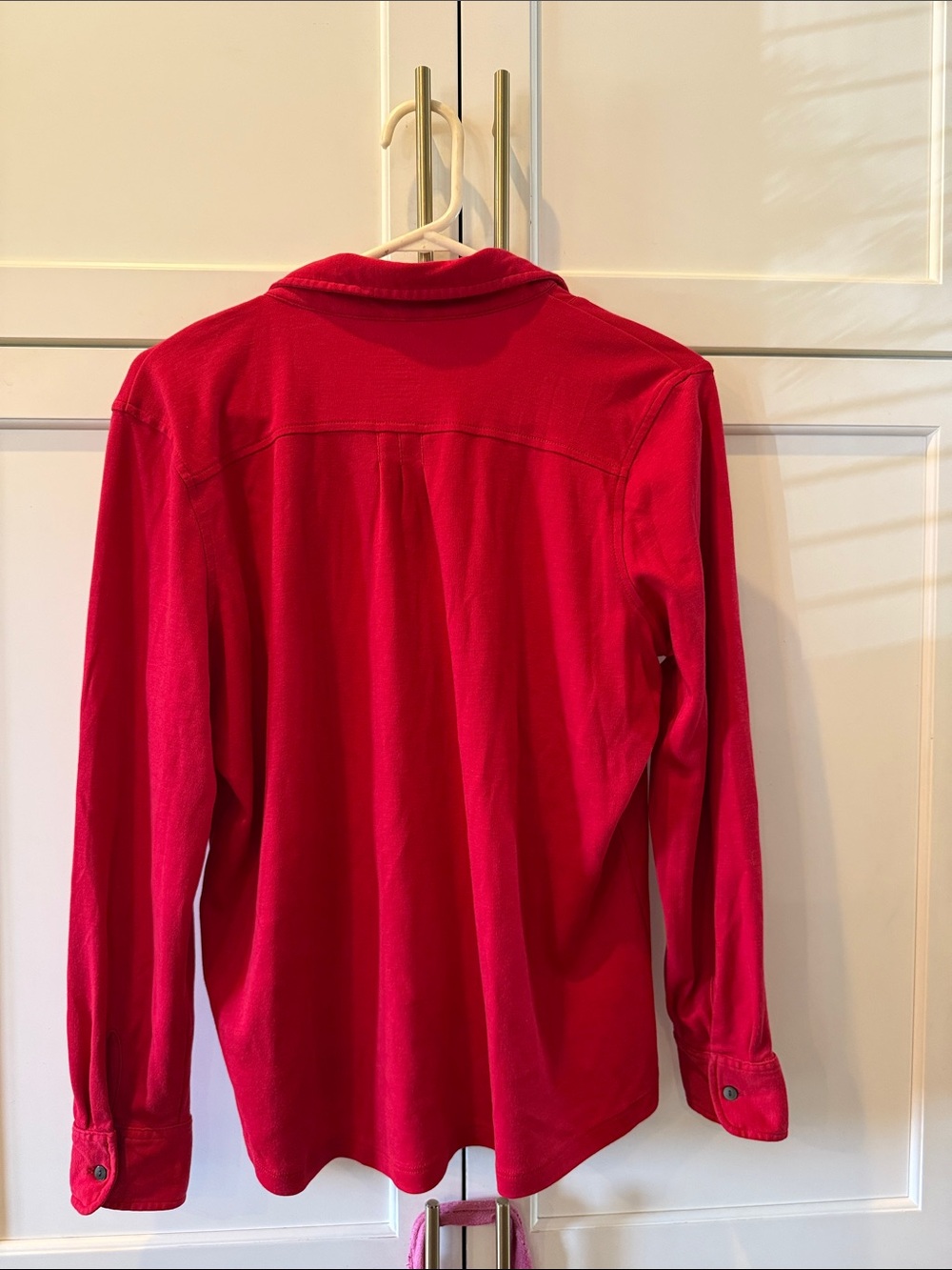 L.L.Bean Bright Red Pintuck Button-Front Shirt - Picture 4 of 6